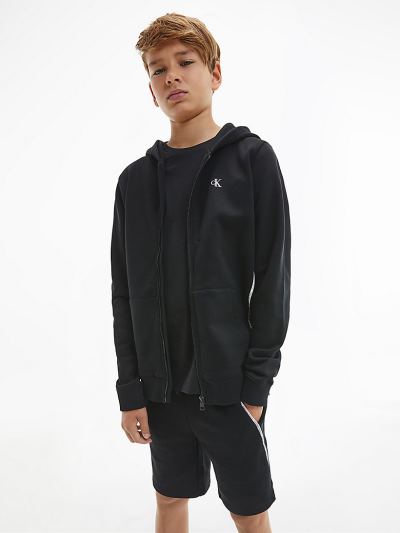 Calvin Klein Ruhák HU035763 | Calvin Klein Organic Cotton Zip Up Fiu Kapucnis Pulóver Fekete